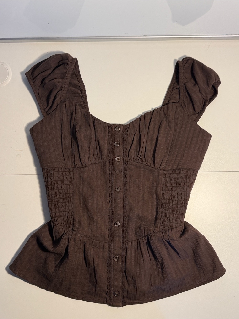 HOLLISTER Sweetheart Peplum Top - Color Brown